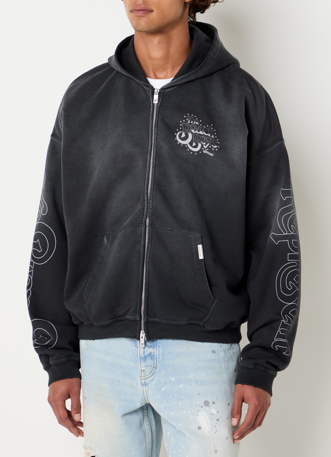 Represent Beach Boys sweatvest met logo- en backprint - achterkant antraciet