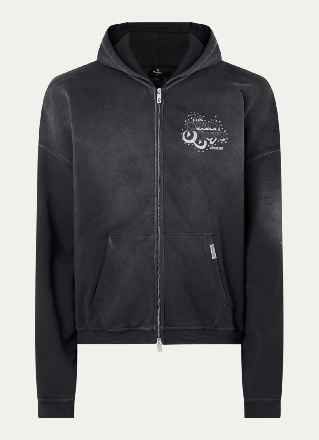 Represent Beach Boys sweatvest met logo- en backprint - voorkant 2 antraciet
