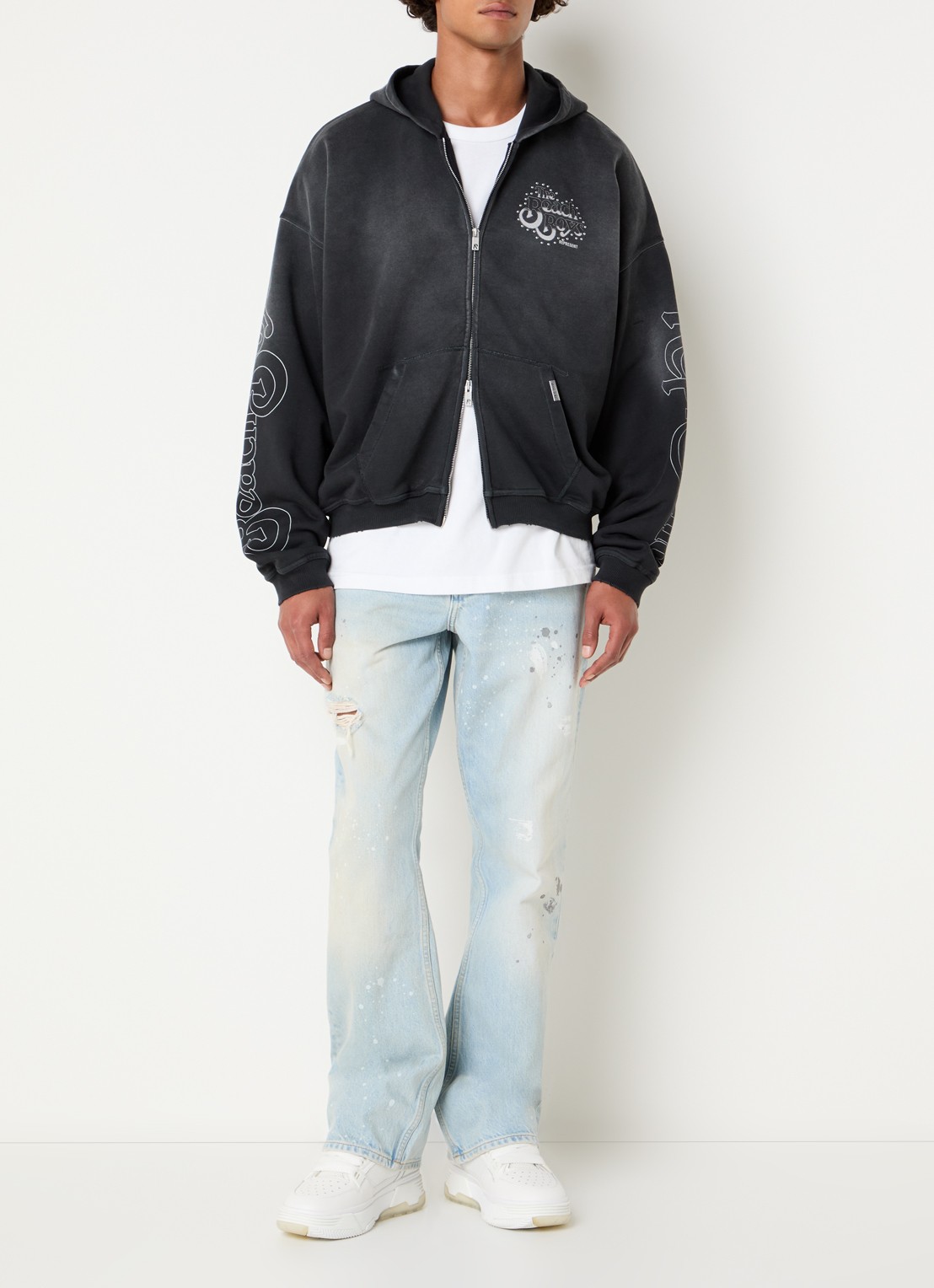 Represent Beach Boys sweatvest met logo- en backprint - voorkant 3 antraciet