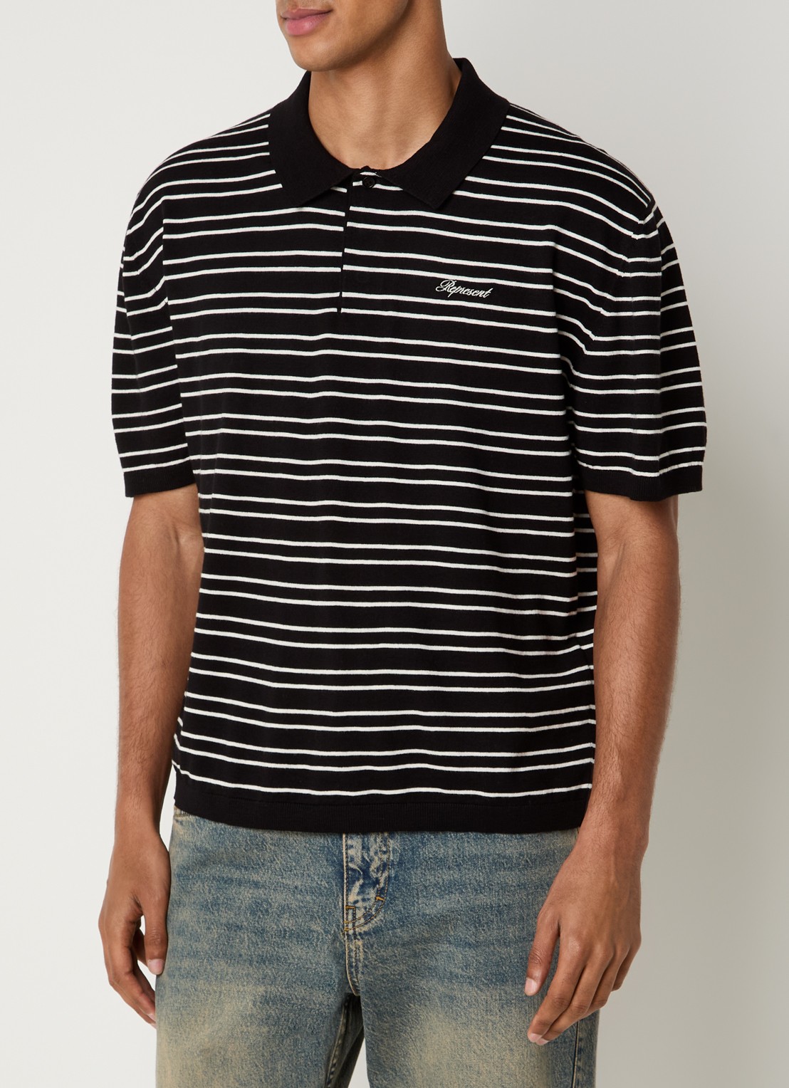 Represent California regular fit polo met logo - detail zwart