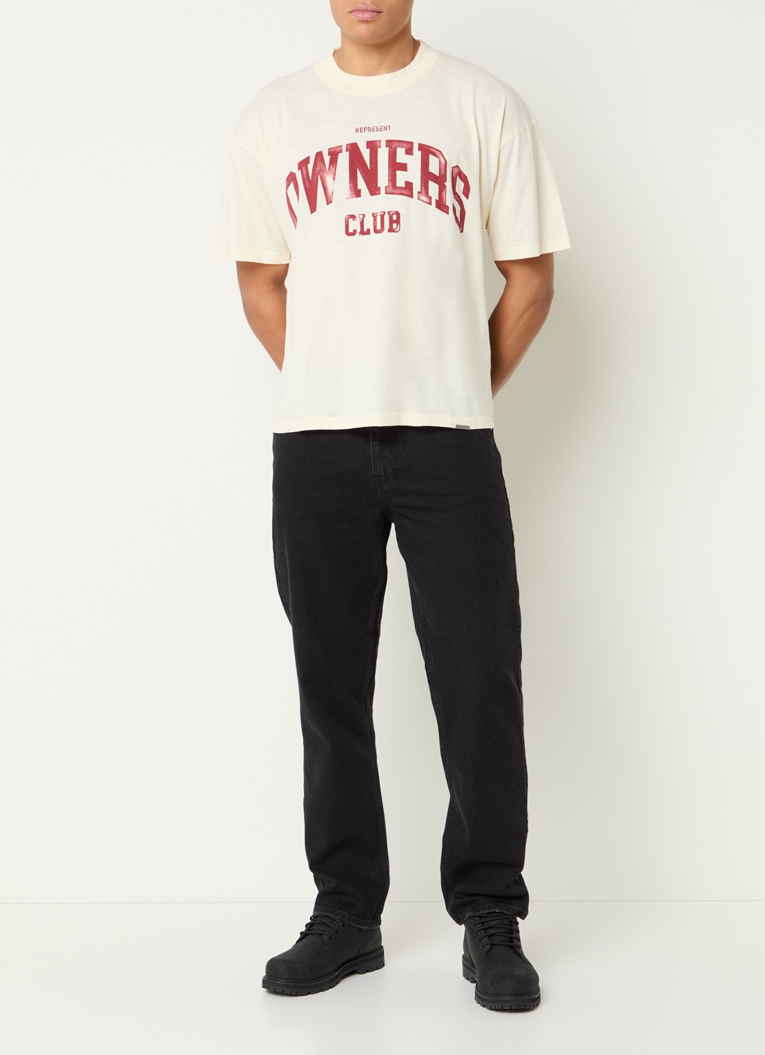 Represent College T-shirt met logoprint - voorkant 3 ivoor