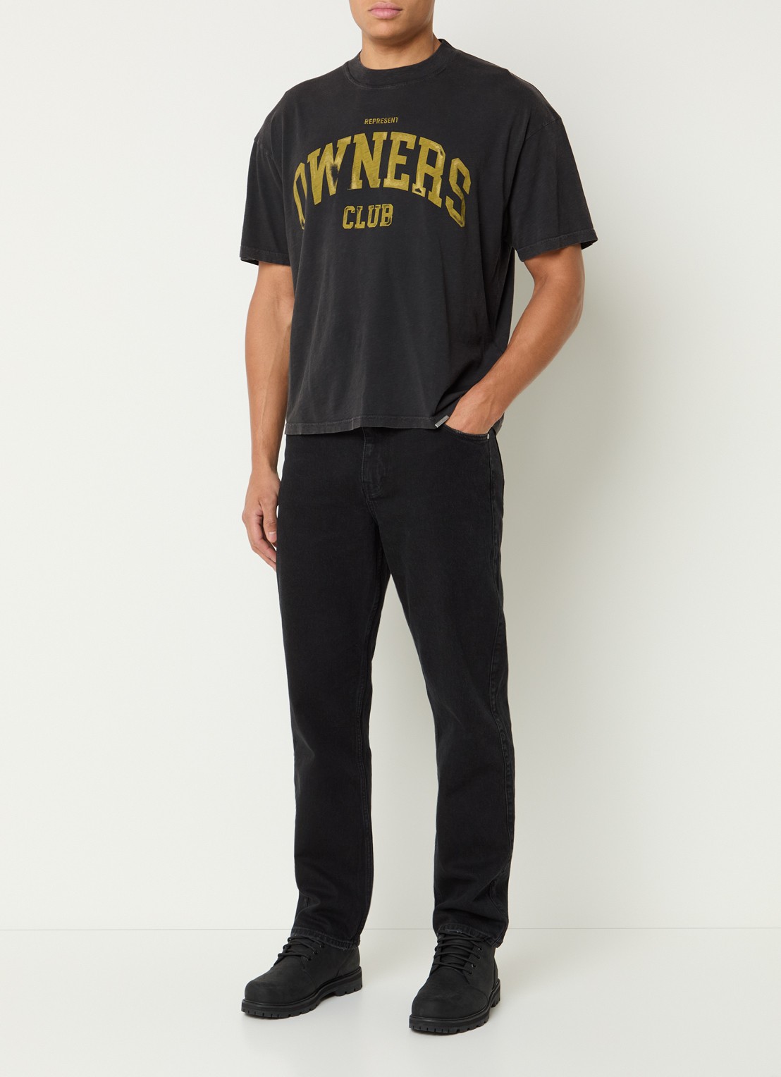 Represent College T-shirt met logoprint - voorkant 3 antraciet