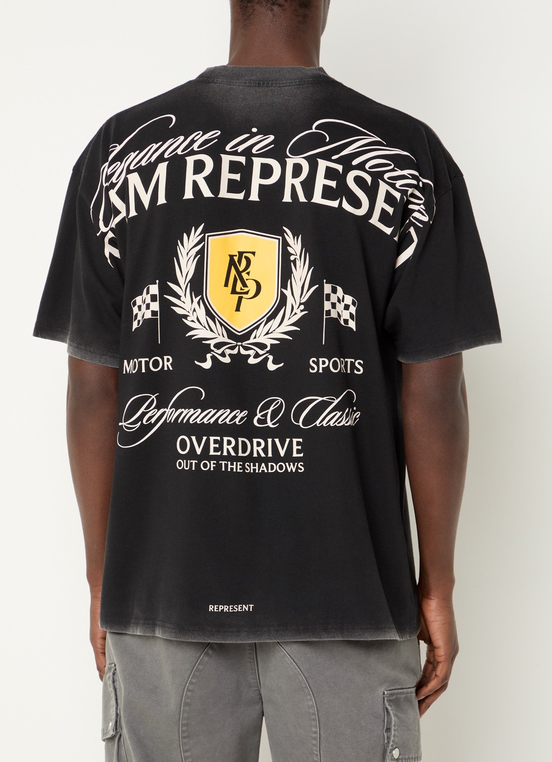 Represent Crest T-shirt met logo- en backprint - detail zwart