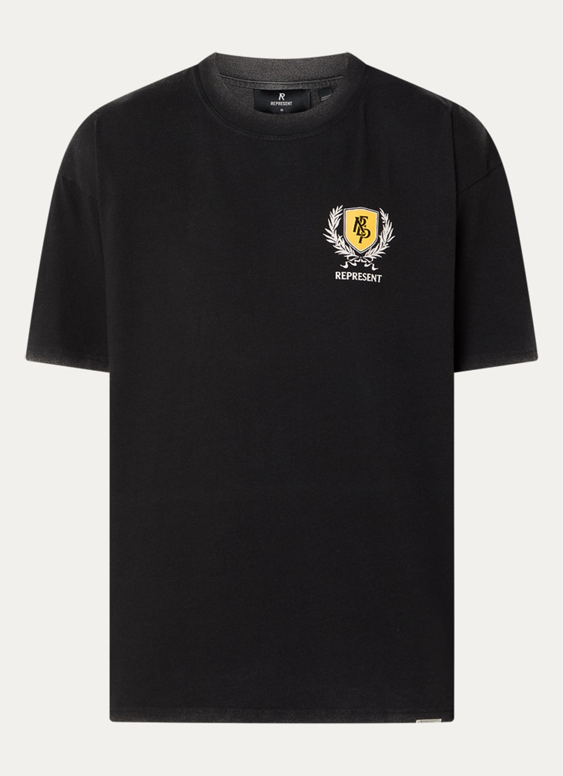 Represent Crest T-shirt met logo- en backprint - voorkant 3 zwart