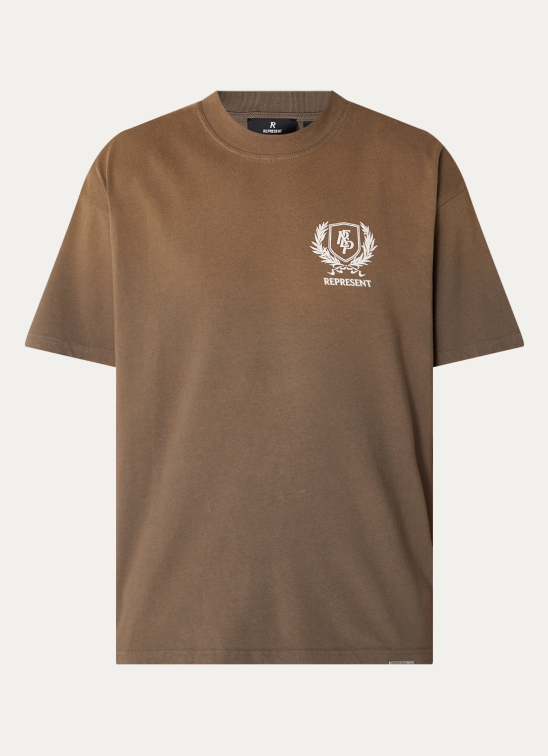 Represent Crest T-shirt met logo- en backprint - voorkant 3 legergroen