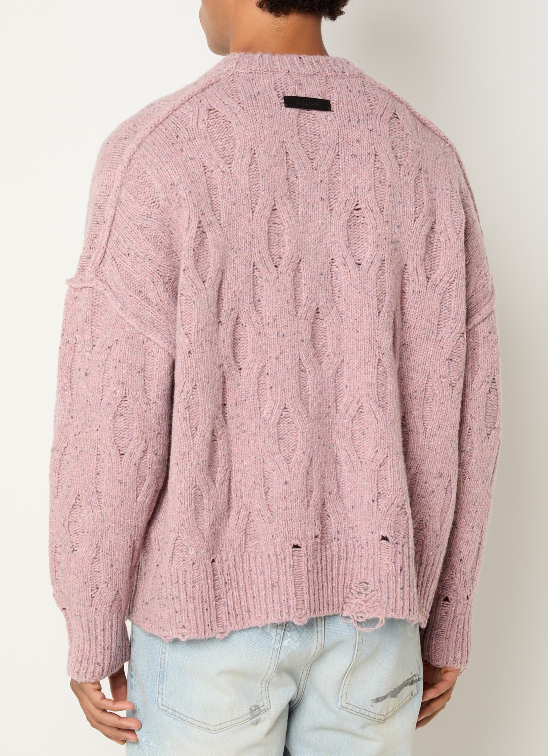 Represent Distress kabelgebreide trui met ronde hals - achterkant 2 roze
