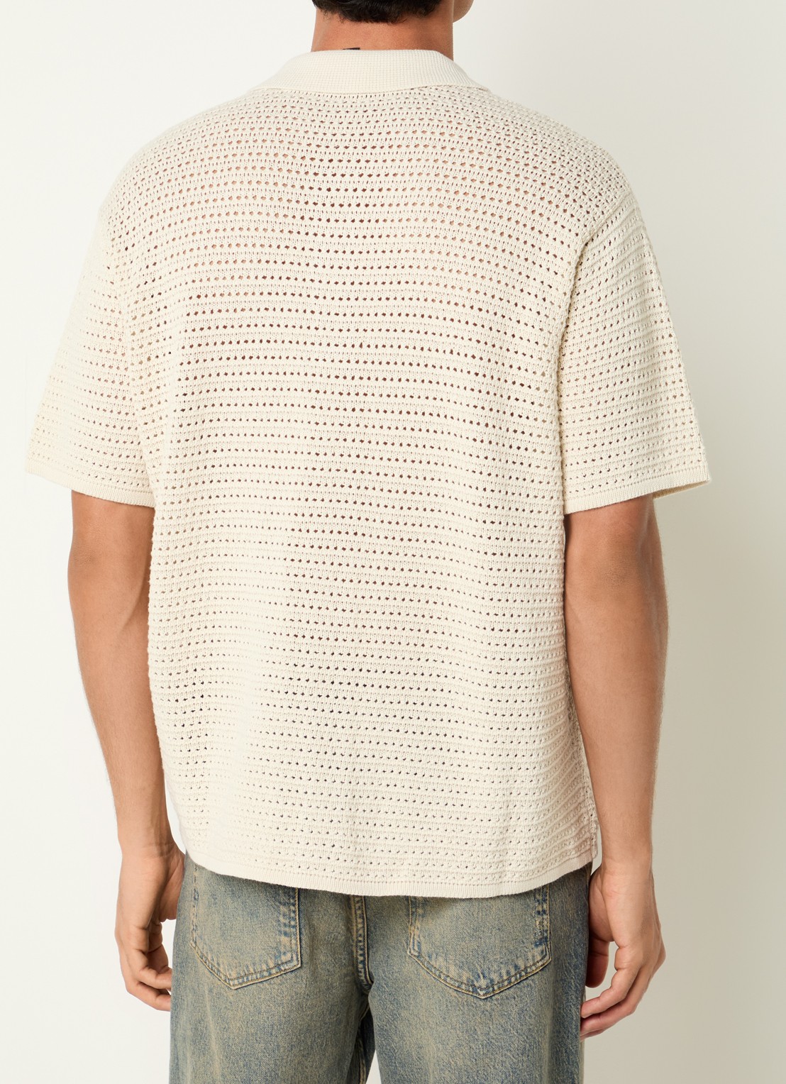Represent Fijngebreide overshirt met logo - achterkant 3 gebroken wit