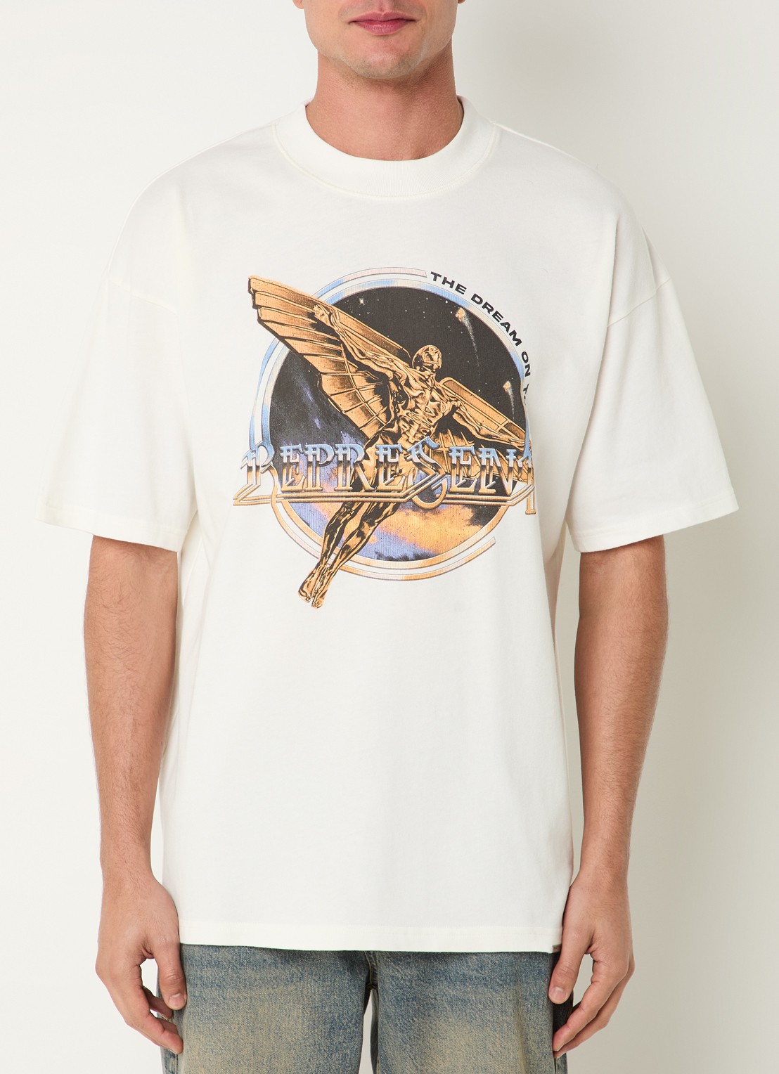 Represent Golden Tour T-shirt met front- en backprint - detail 3 beige