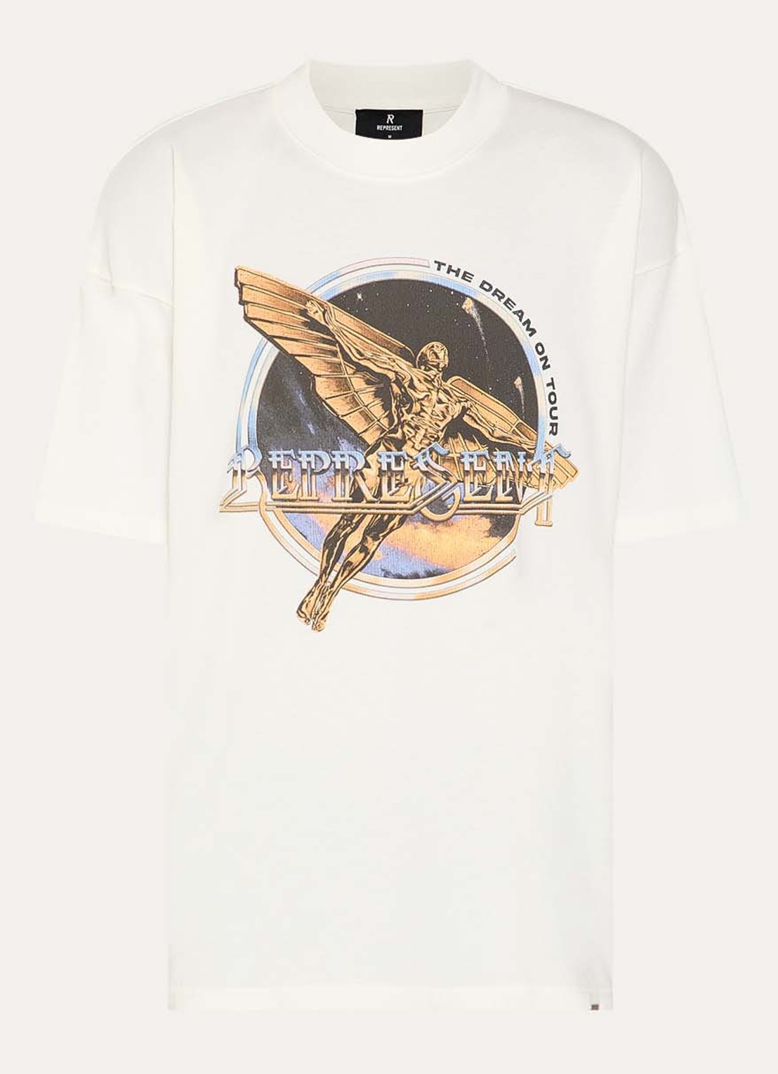 Represent Golden Tour T-shirt met front- en backprint - voorkant beige