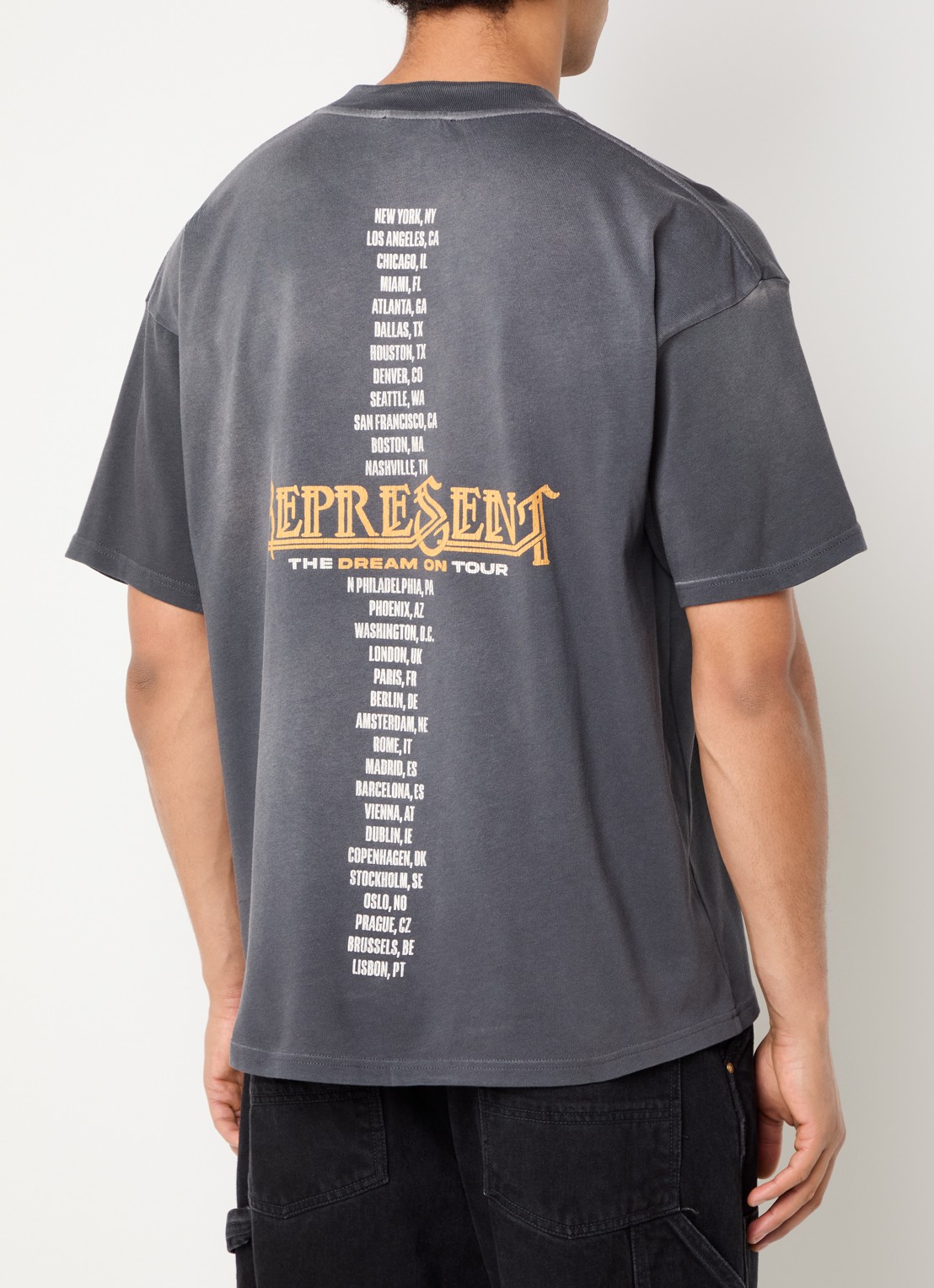 Represent Golden Tour T-shirt met front- en backprint - achterkant 3 antraciet