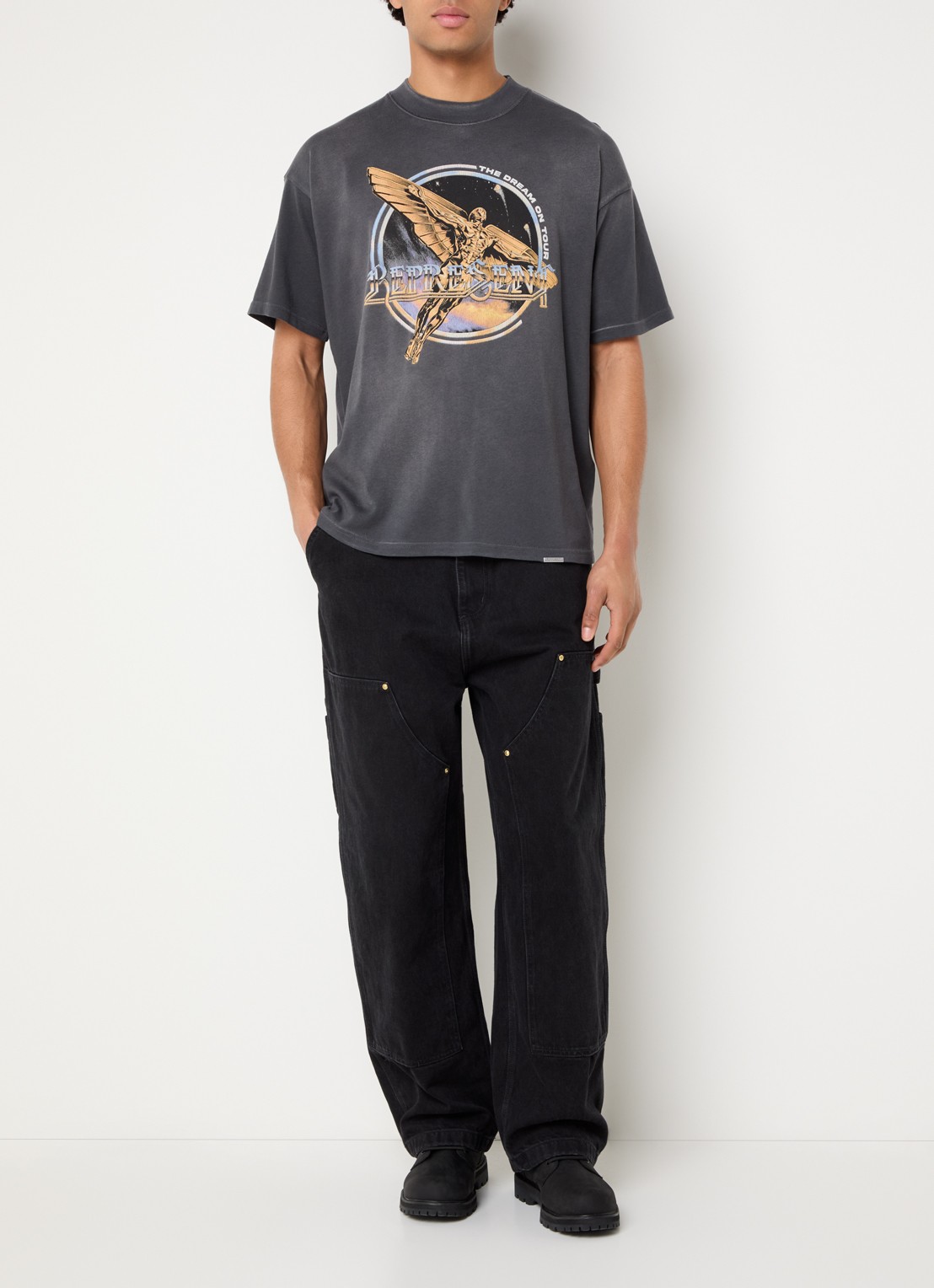 Represent Golden Tour T-shirt met front- en backprint - voorkant 2 antraciet