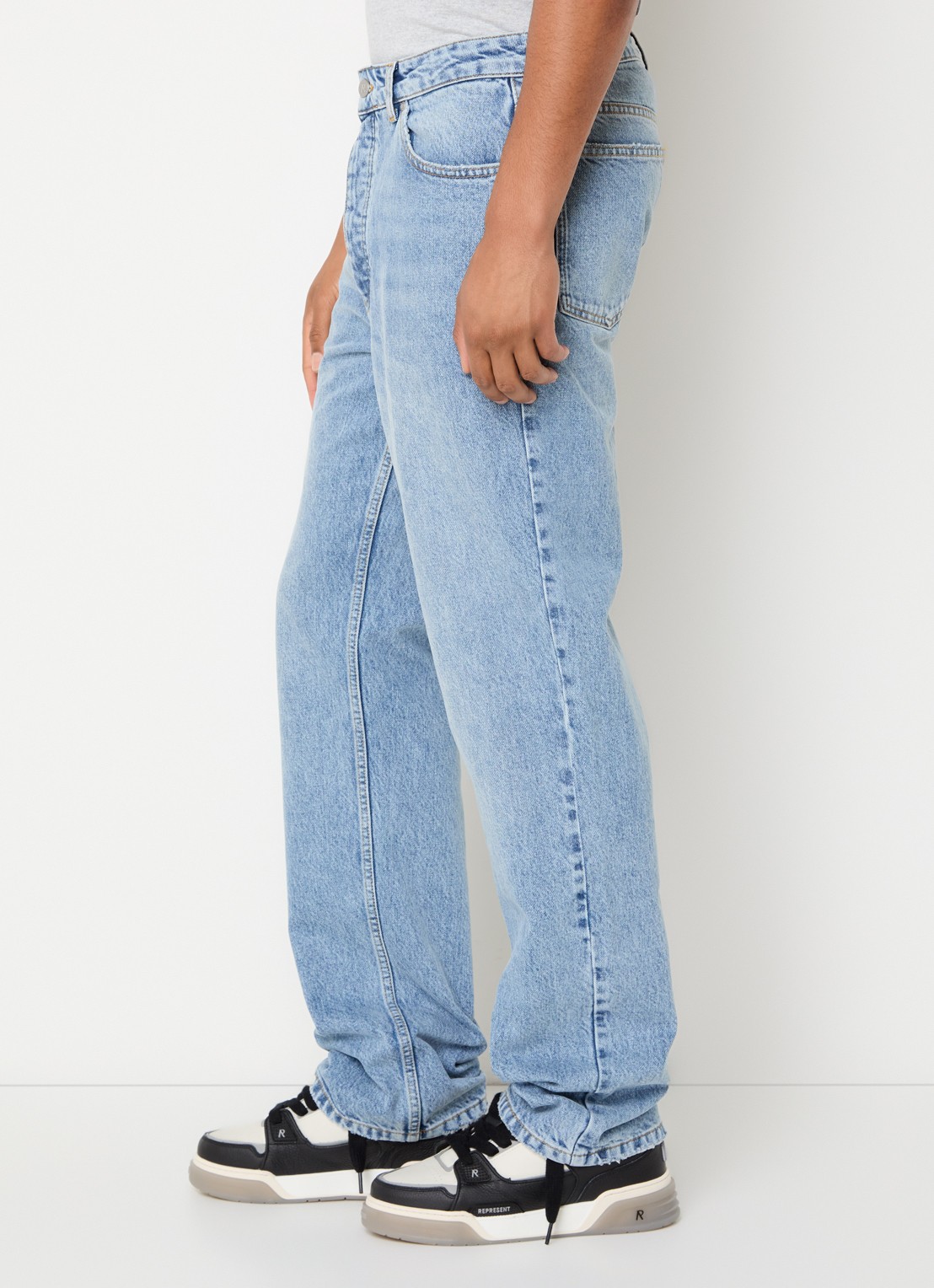 Represent Heaton straight fit jeans met lichte wassing - detail 5 indigo
