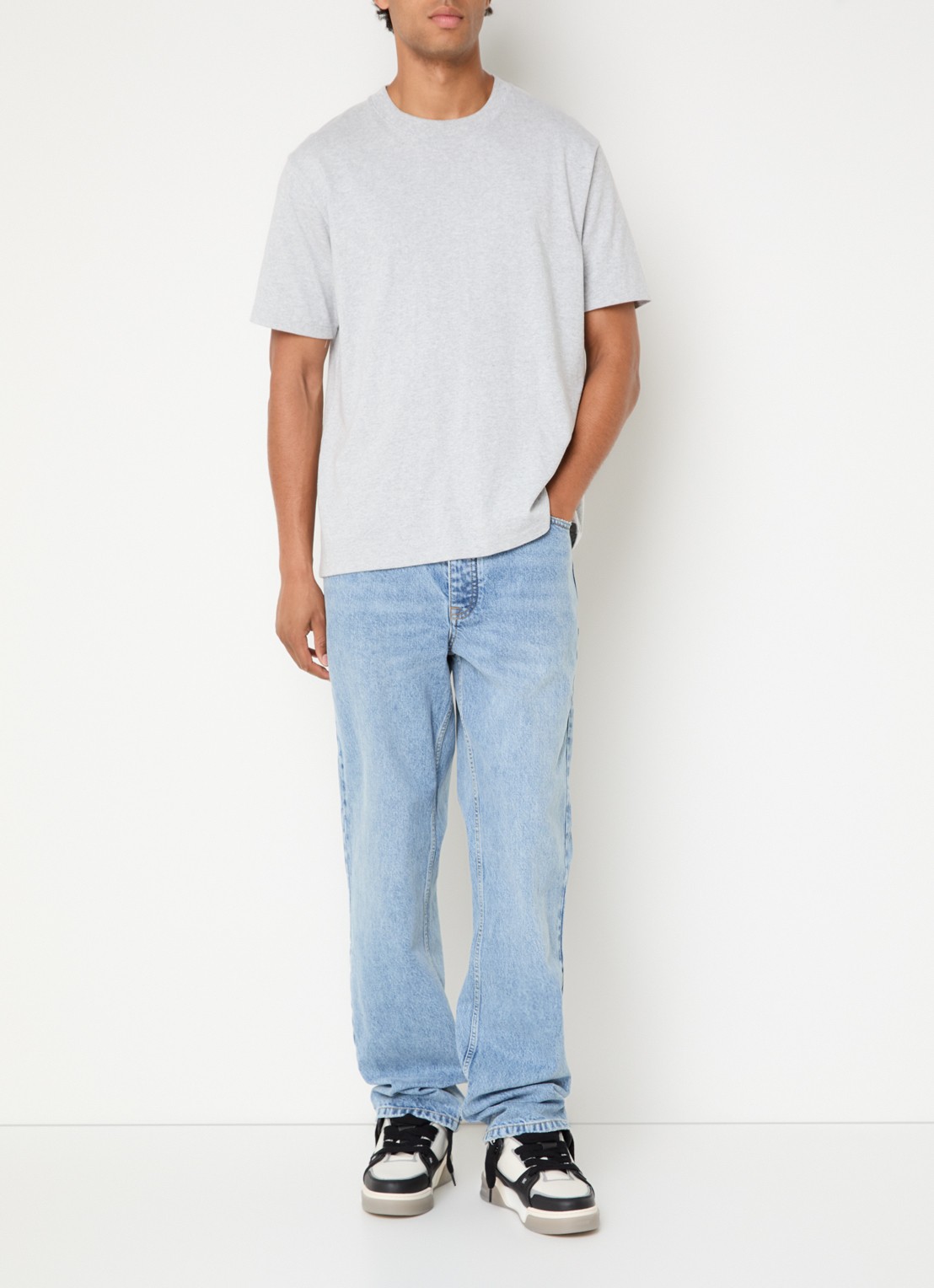 Represent Heaton straight fit jeans met lichte wassing - voorkant 2 indigo