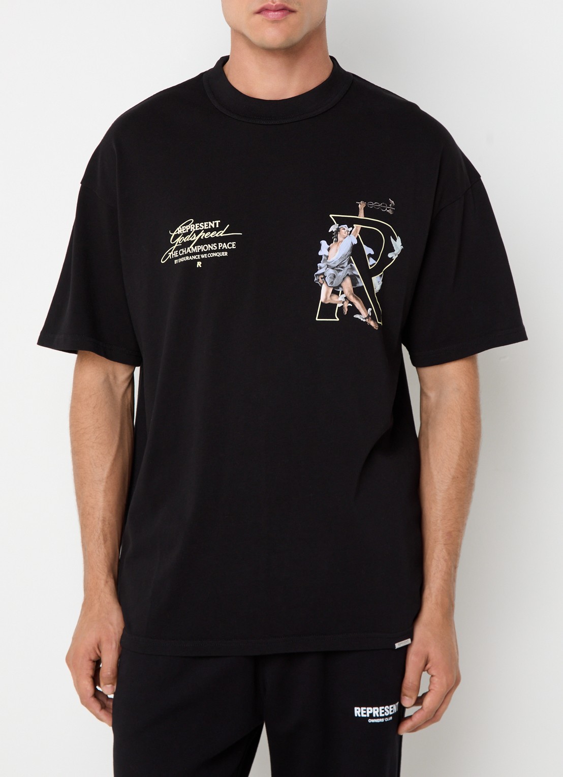 Represent Hermes T-shirt met logo- en backprint - achterkant 3 zwart
