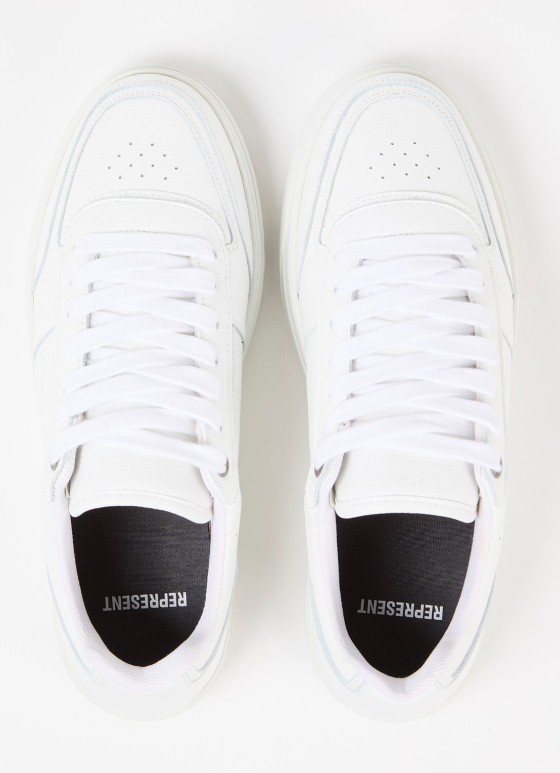 Represent Initial sneaker van leer met structuur - detail 2 wit