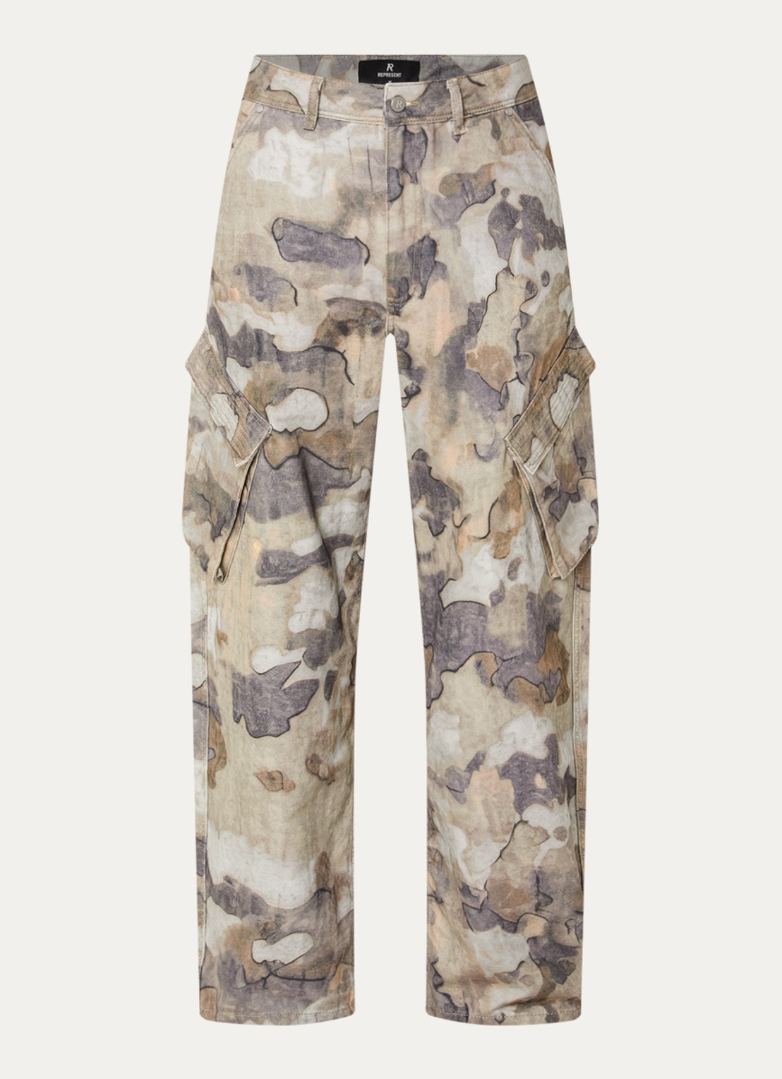 Represent Loose fit cargobroek met steekzakken - voorkant 3 beige