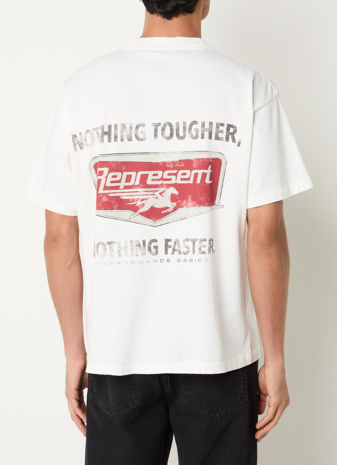 Represent Nothing faster T-shirt met print en borstzak - detail gebroken wit