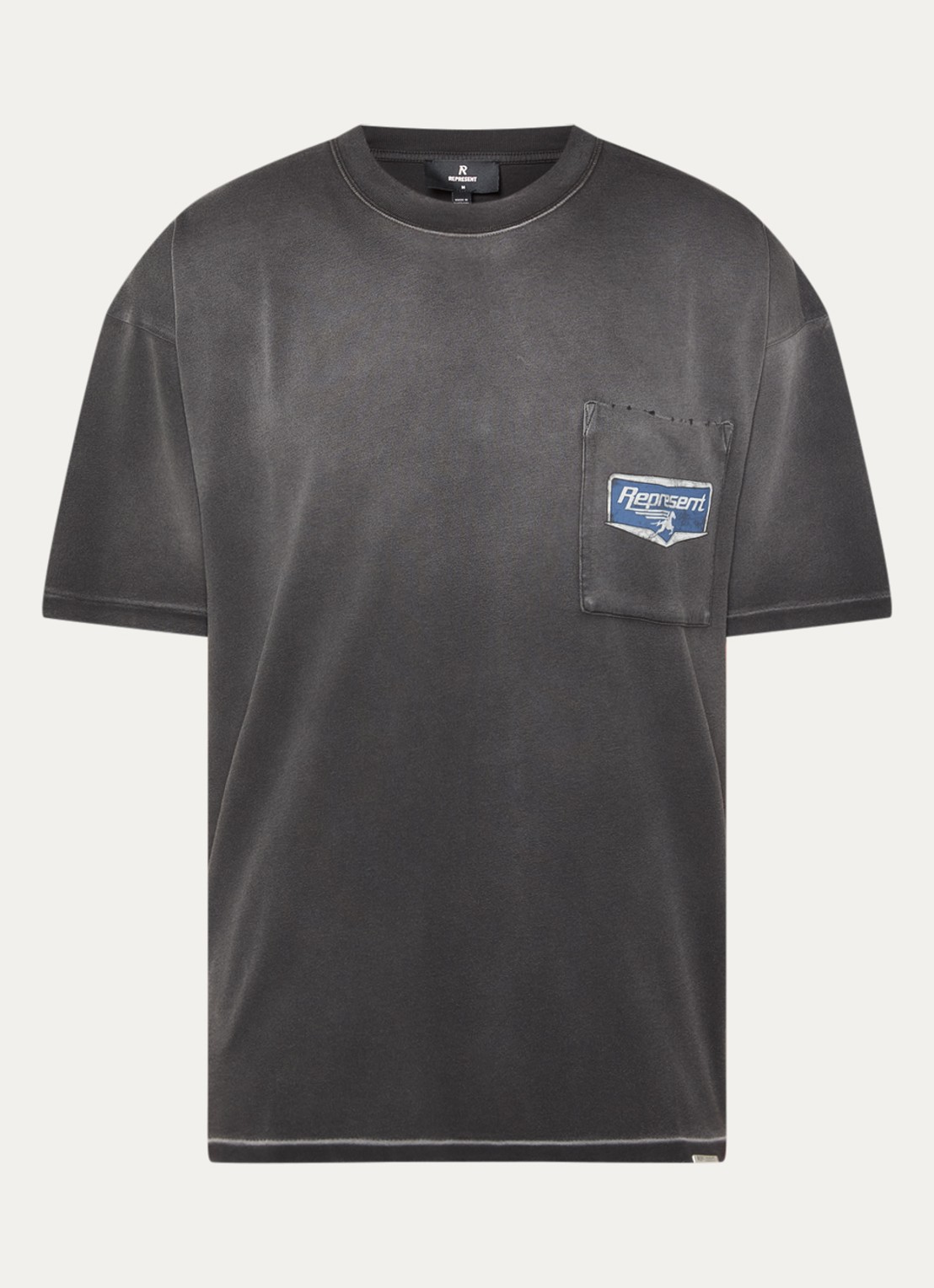 Represent Nothing faster T-shirt met print en borstzak - voorkant 2 antraciet