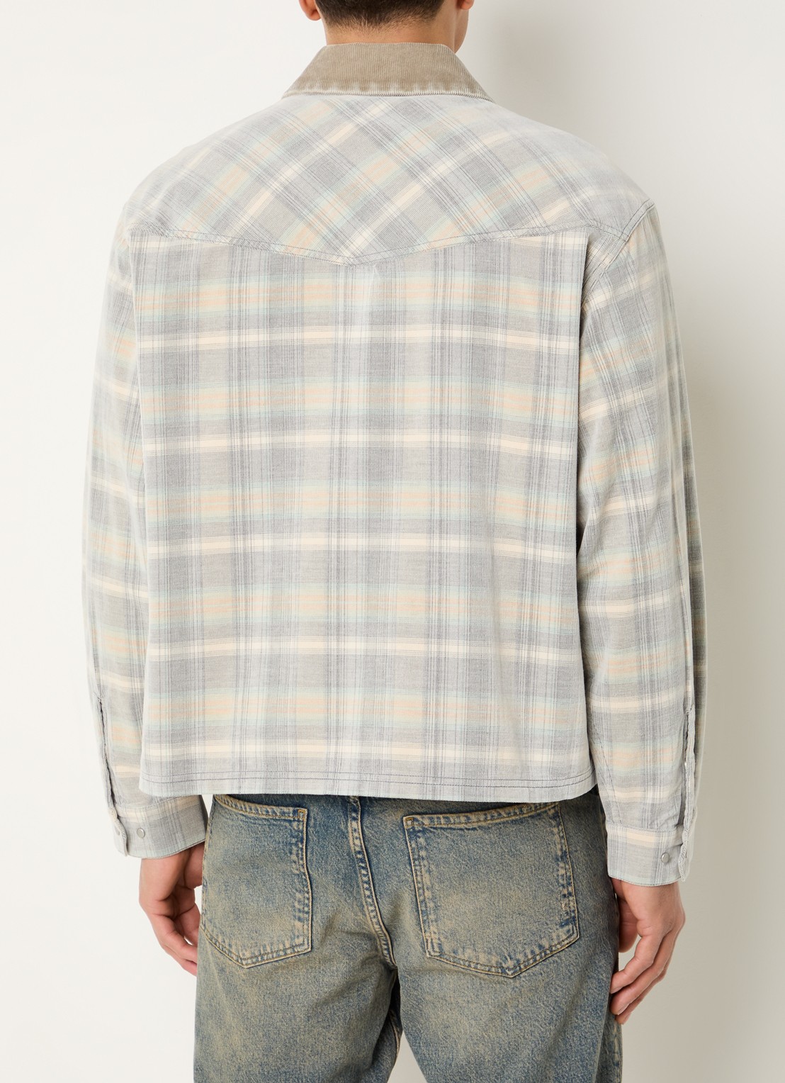 Represent Overshirt met ruitdessin en borstzakken - achterkant 3 creme