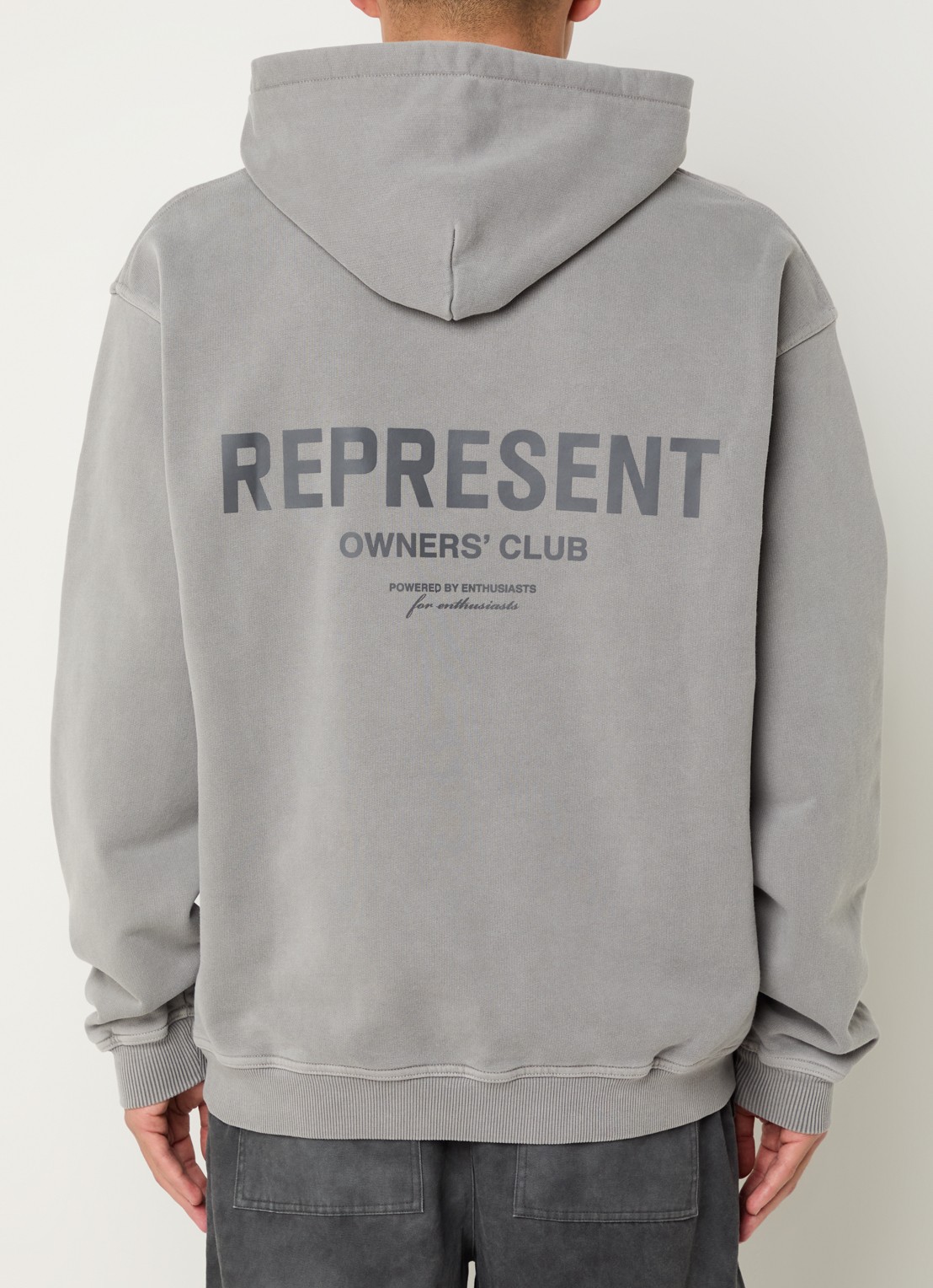 Represent Owners Club hoodie met logo- en backprint - achterkant 3 grijs