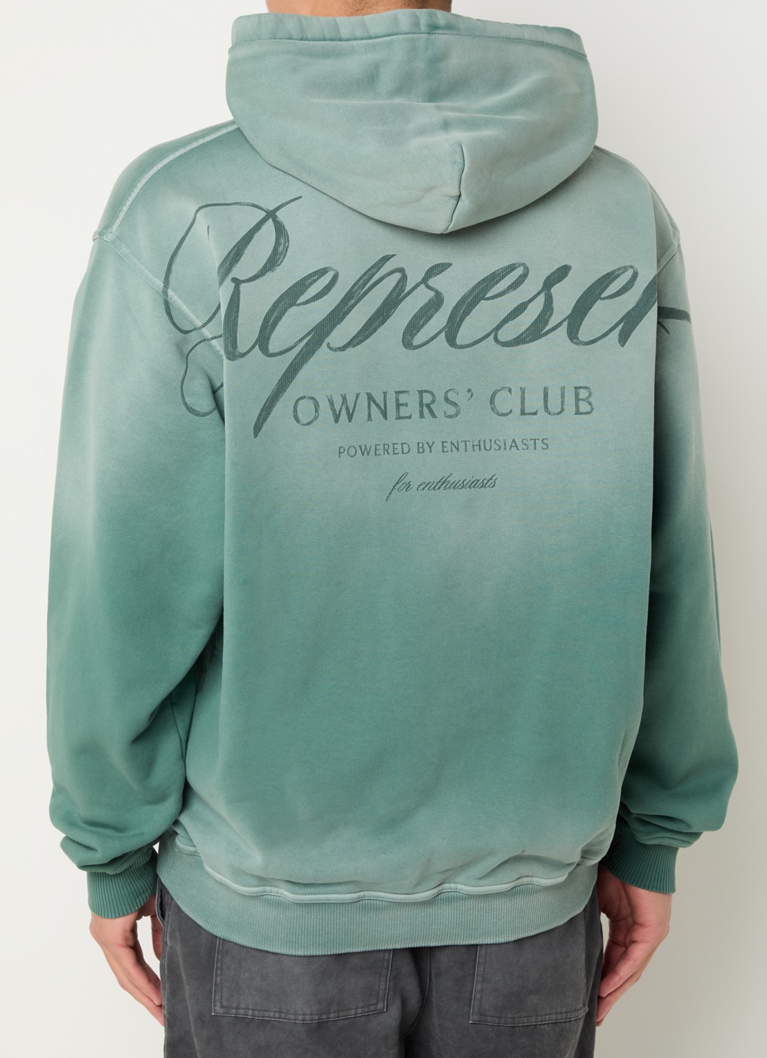 Represent Owners Club hoodie met logo- en backprint - achterkant 3 groen