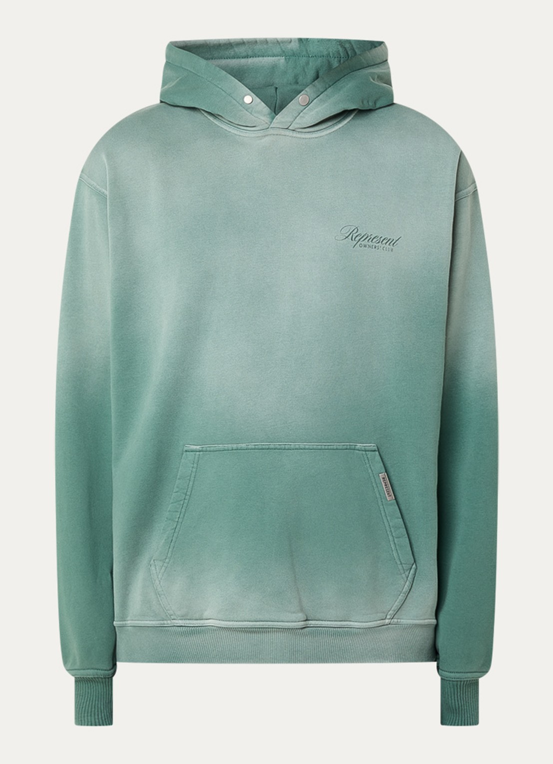 Represent Owners Club hoodie met logo- en backprint - voorkant groen