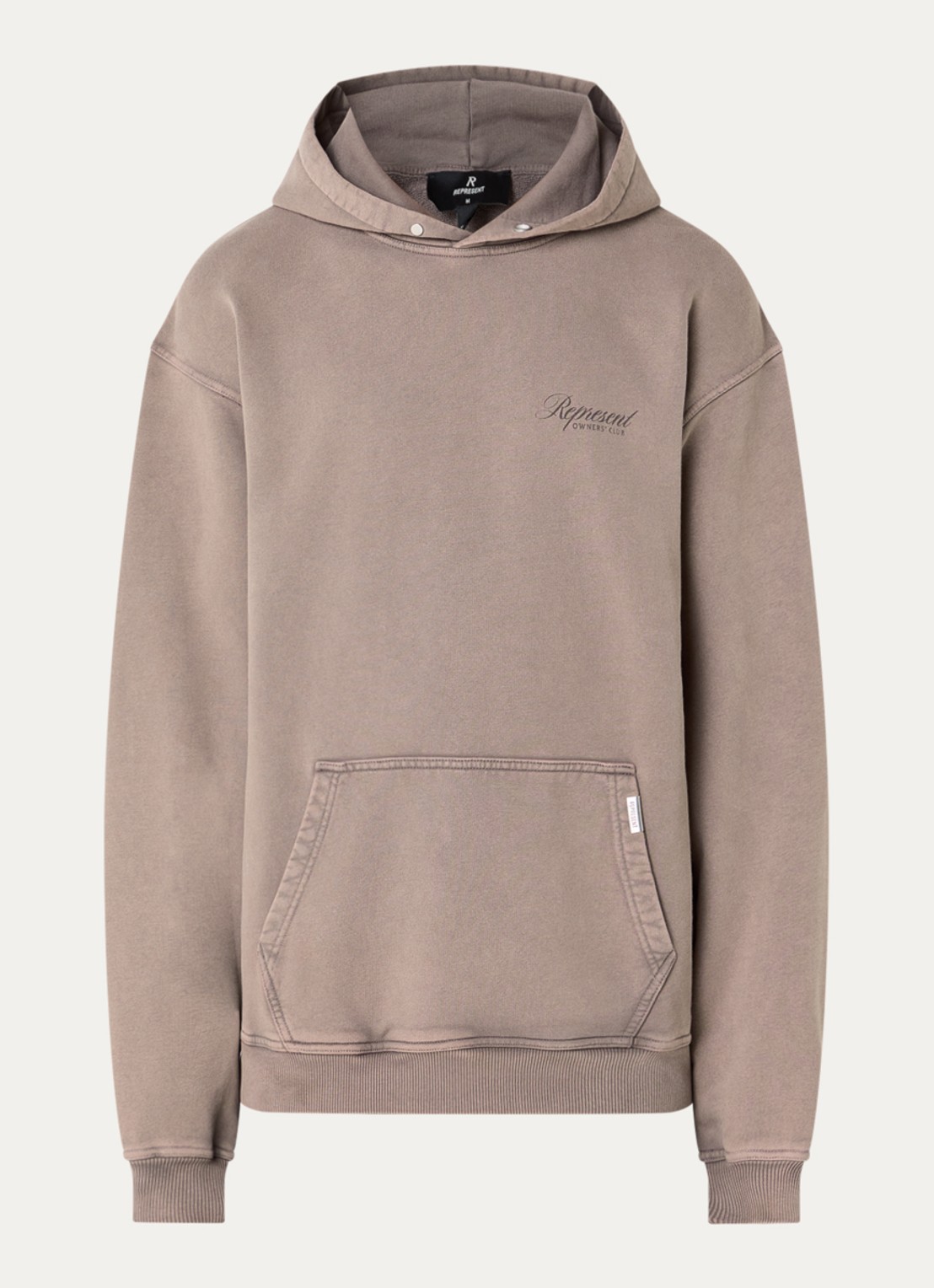 Represent Owners Club hoodie met logo- en backprint - voorkant 4 beige