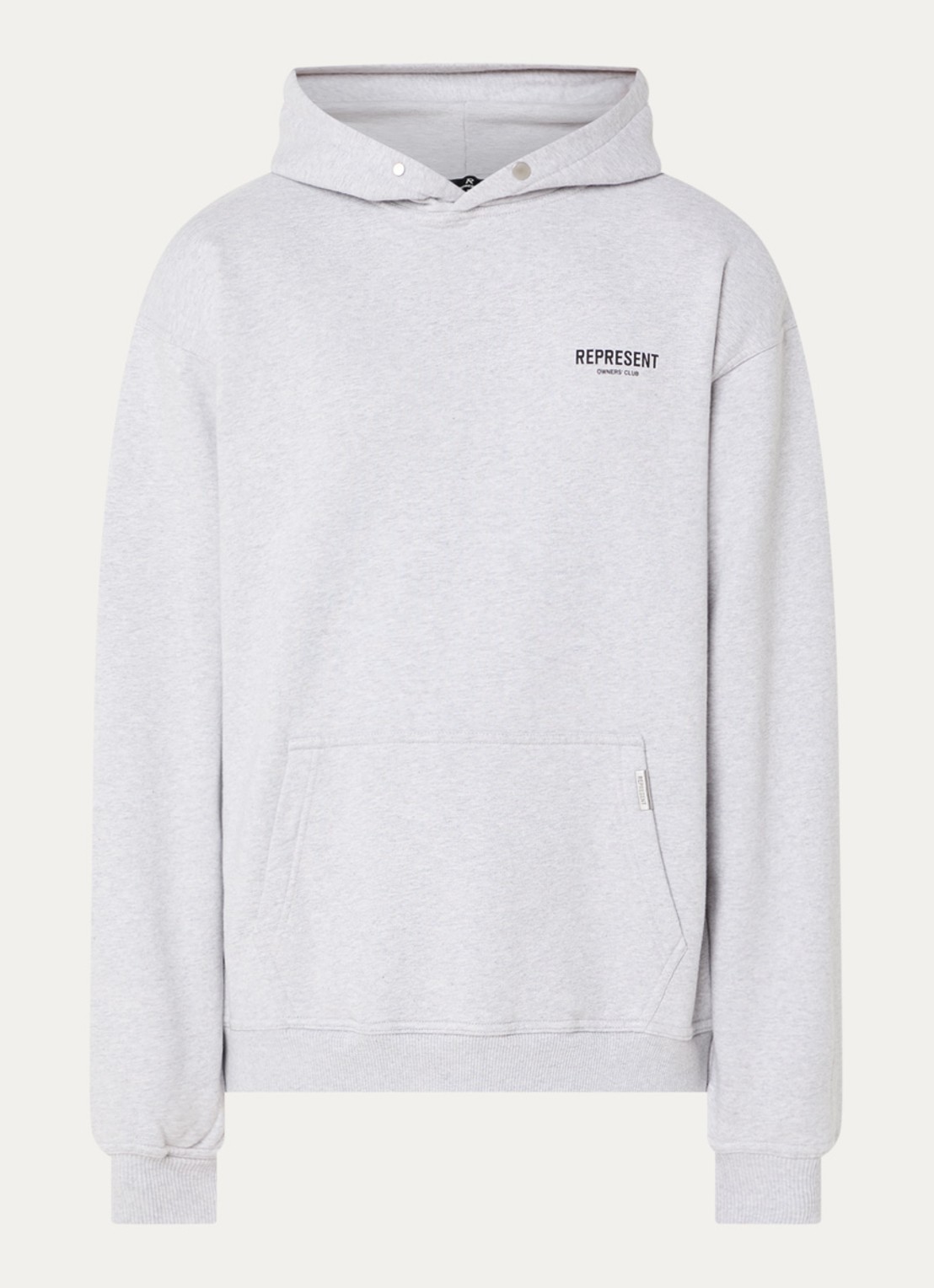 Represent Owners Club hoodie met logo- en backprint - voorkant 3 grijsmele