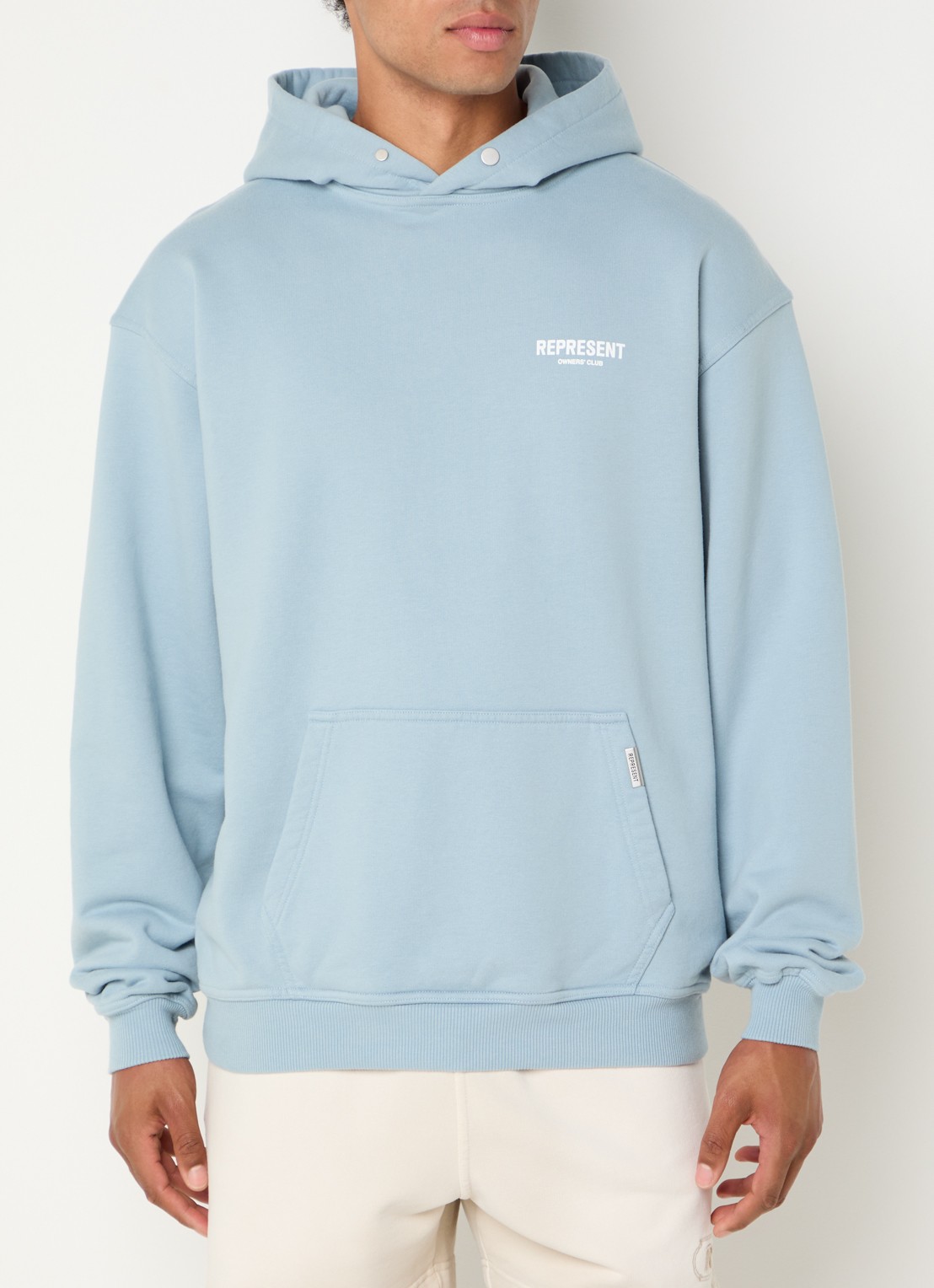 Represent Owners Club hoodie met logo- en backprint - achterkant 5 blauwgrijs