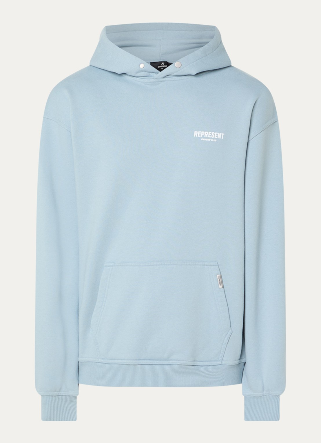Represent Owners Club hoodie met logo- en backprint - voorkant 3 blauwgrijs