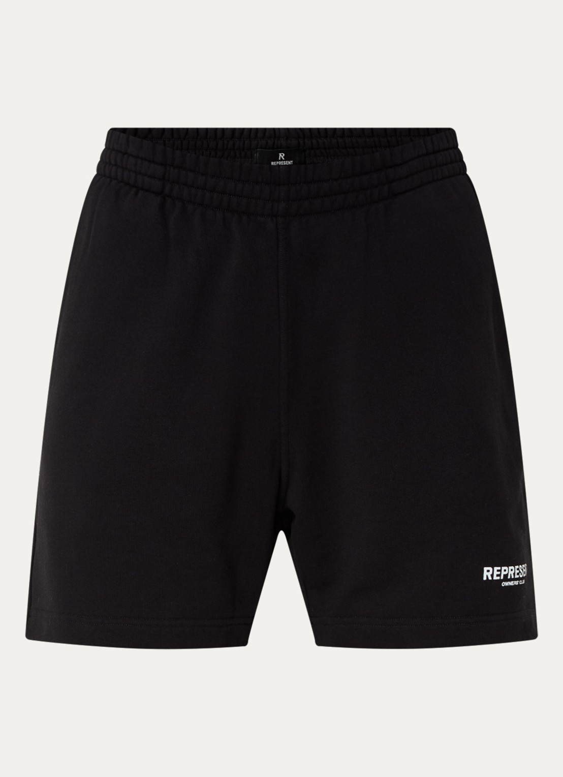 Represent Owners Club loose fit korte joggingbroek met logoprint - voorkant zwart