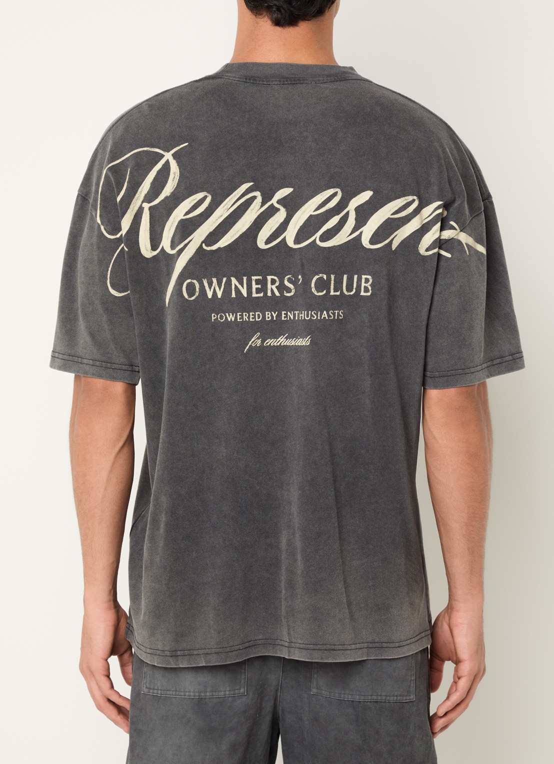 Represent Owners Club Script T-shirt met logo- en backprint - detail 2 donkergrijs
