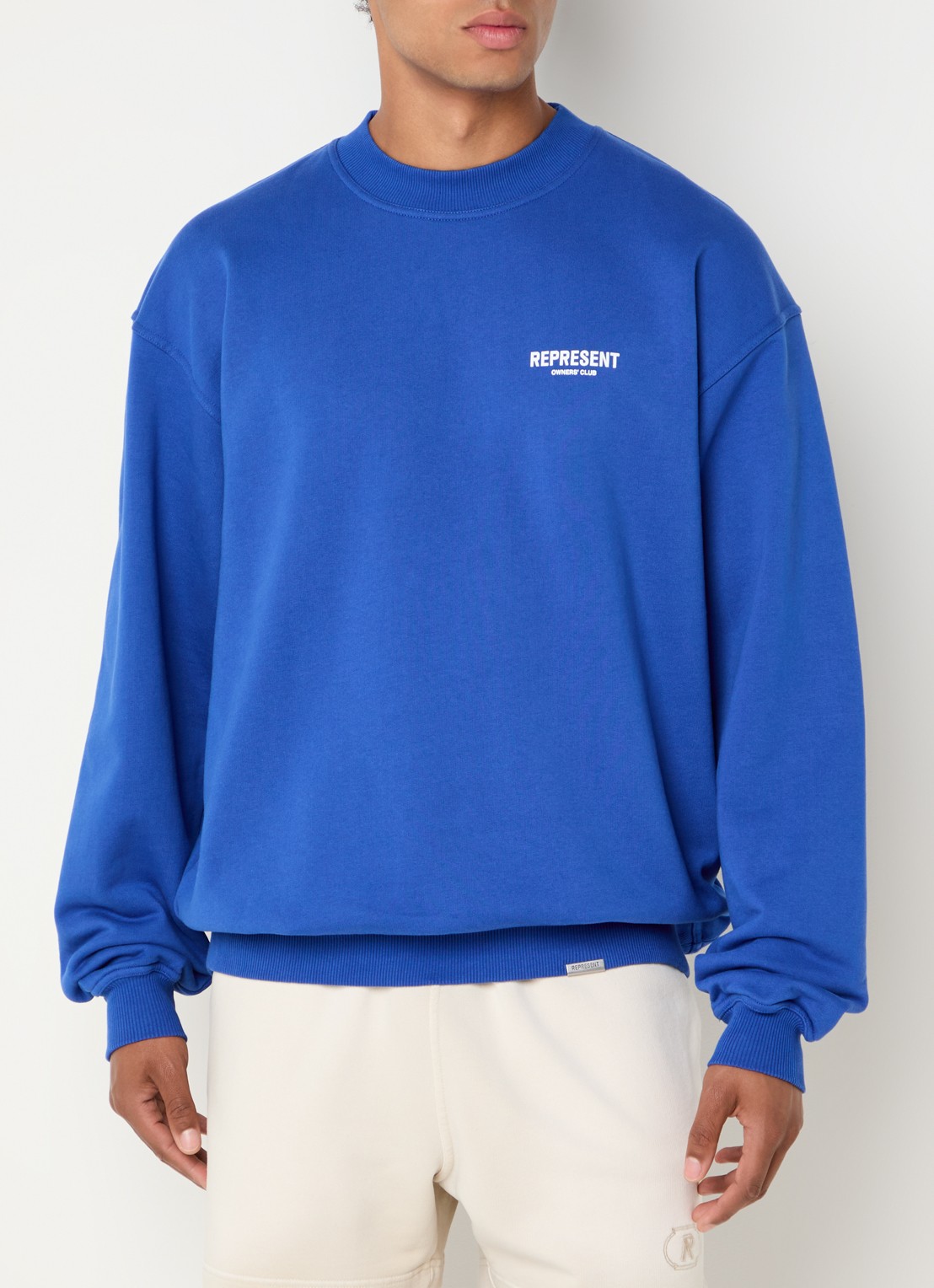 Represent Owners Club sweater met logo- en backprint - achterkant kobaltblauw