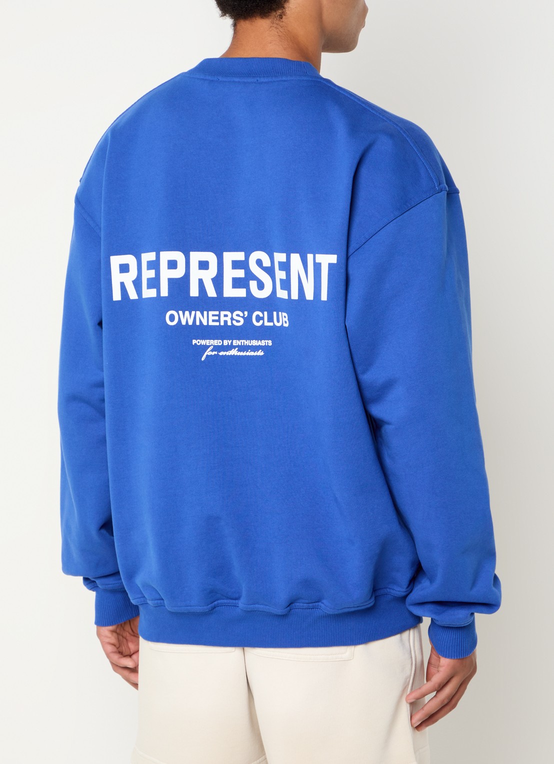 Represent Owners Club sweater met logo- en backprint - detail 4 kobaltblauw