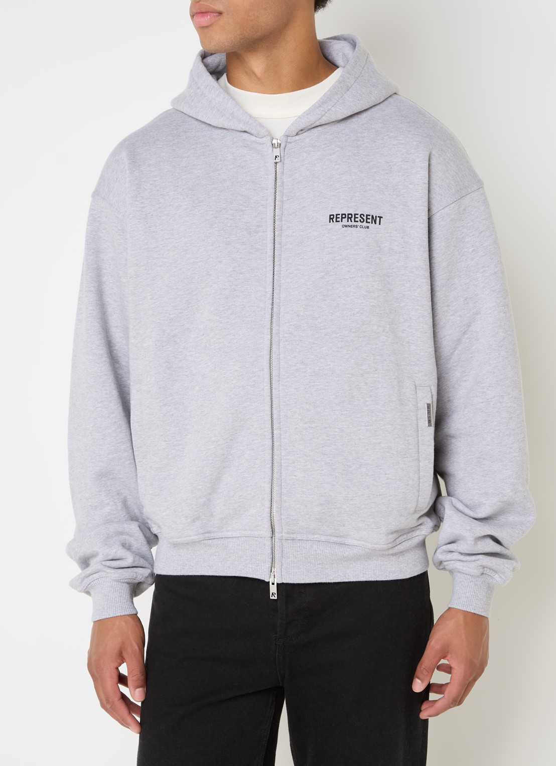 Represent Owners Club sweatvest met logo- en backprint - achterkant 5 grijsmele