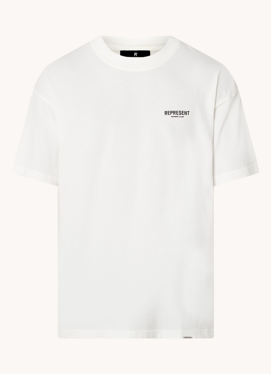 Represent Owners Club T-shirt met logo- en backprint - voorkant gebroken wit