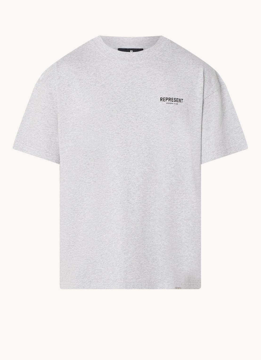 Represent Owners Club T-shirt met logo- en backprint - voorkant 3 grijsmele