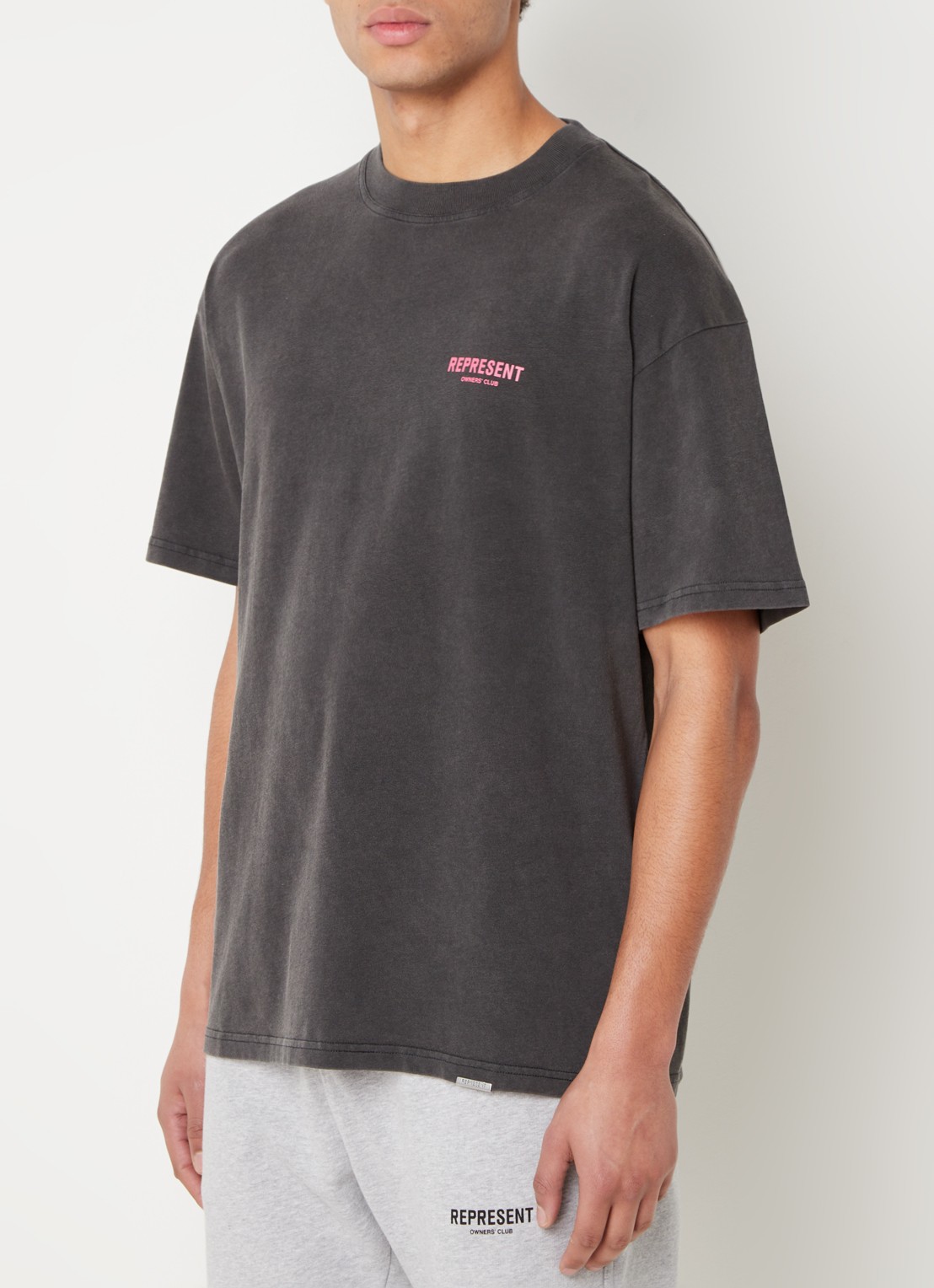Represent Owners Club T-shirt met logo- en backprint - achterkant 4 donkergrijs