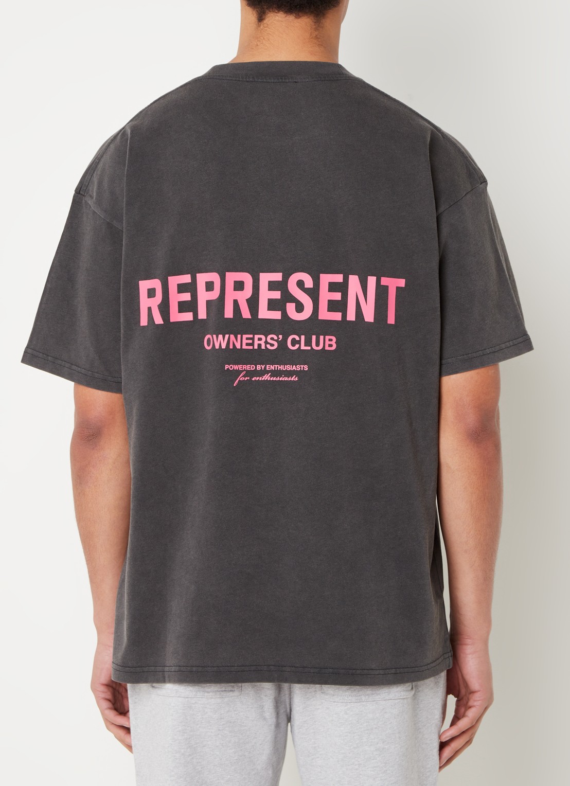 Represent Owners Club T-shirt met logo- en backprint - detail 3 donkergrijs