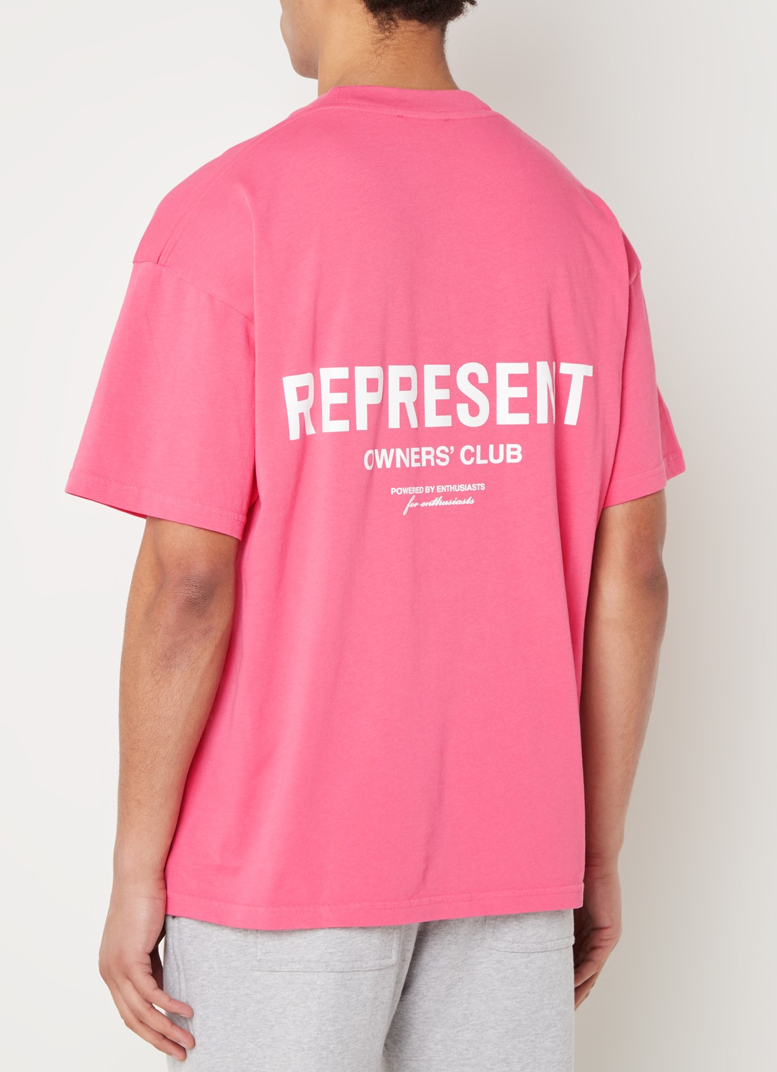 Represent Owners Club T-shirt met logo- en backprint - detail 3 roze