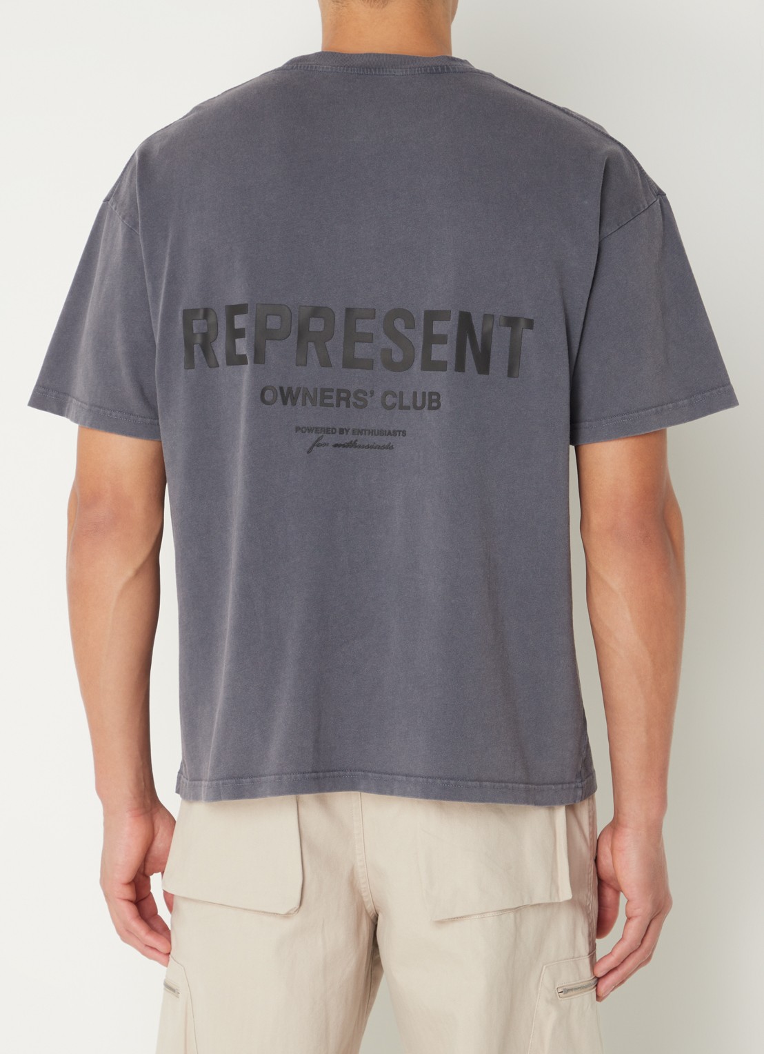 Represent Owners Club T-shirt met logo- en backprint - detail 2 antraciet