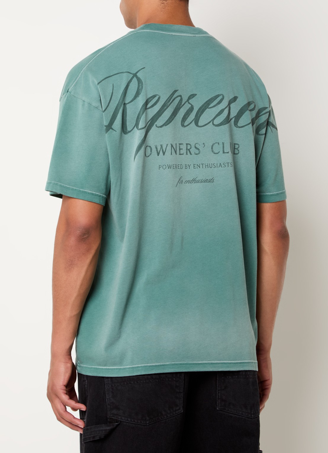Represent Owners Club T-shirt met logo- en backprint  - detail 4 zeegroen