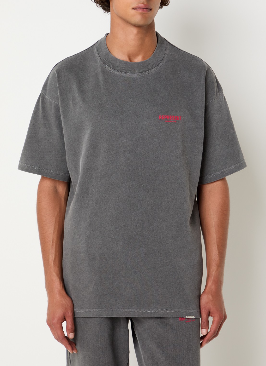 Represent Owners Club T-shirt met logo- en backprint - achterkant 4 antraciet