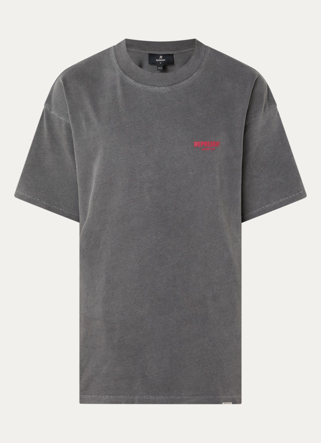Represent Owners Club T-shirt met logo- en backprint - voorkant antraciet