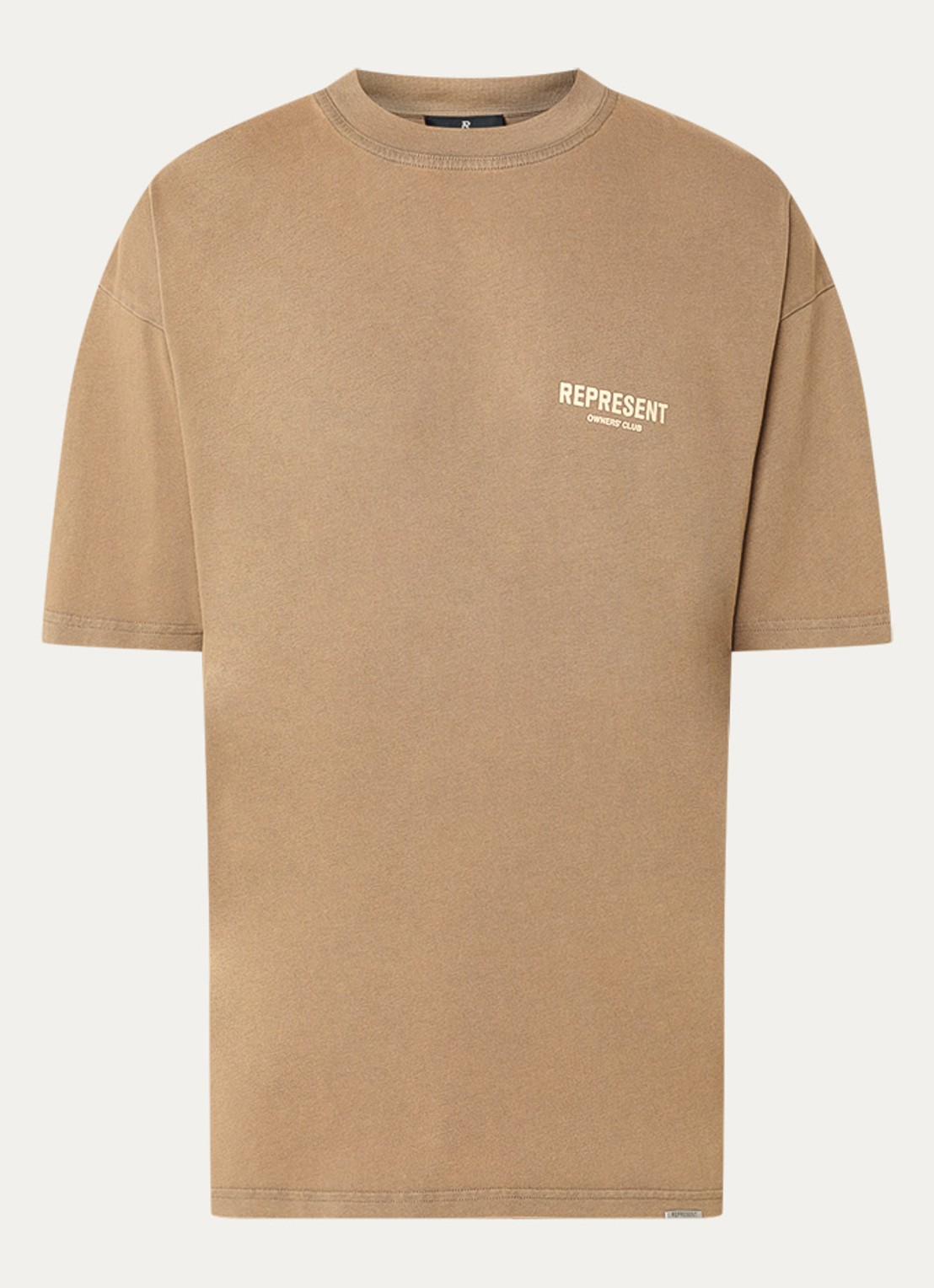 Represent Owners Club T-shirt met logo- en backprint - voorkant 2 camel