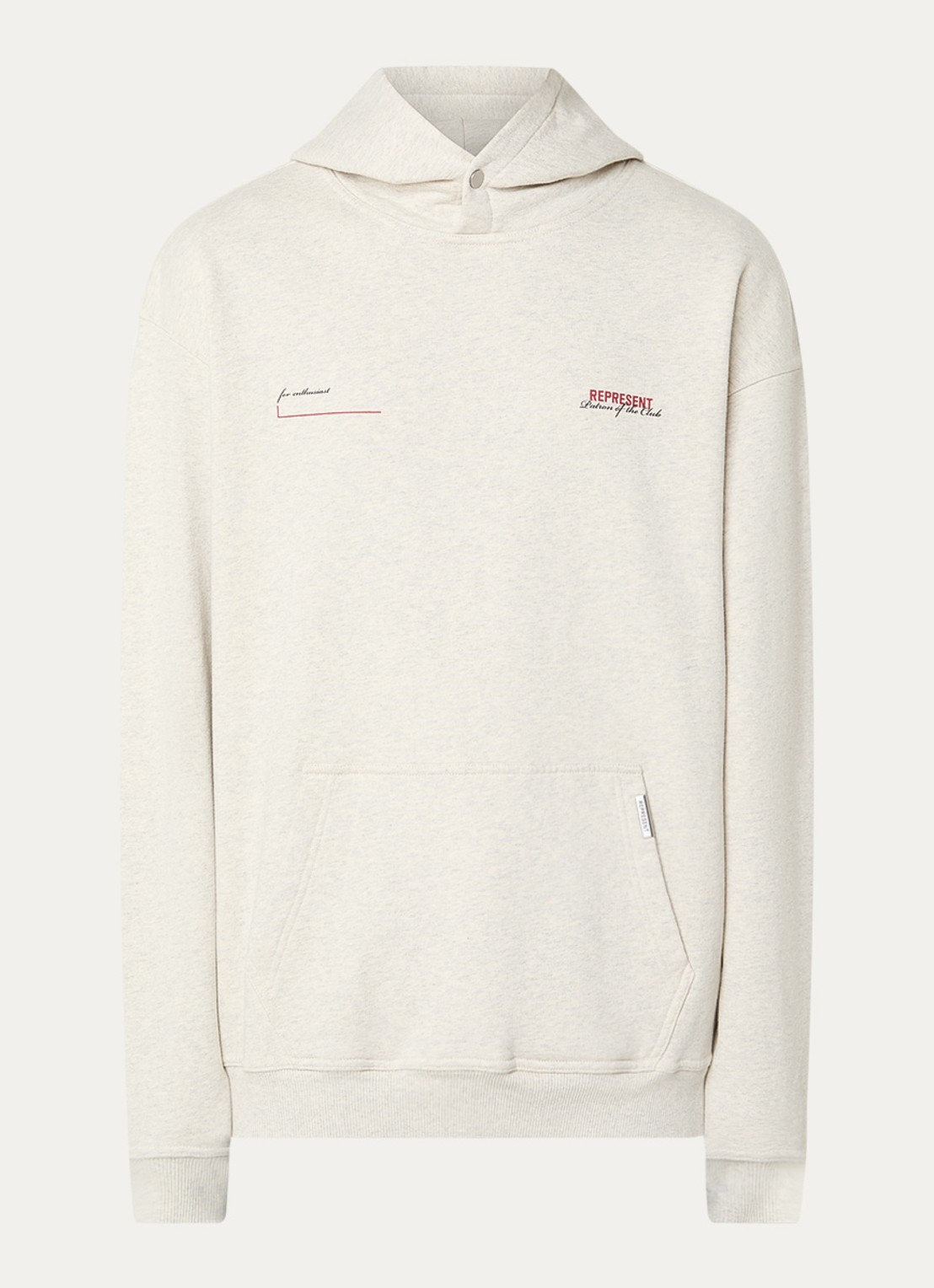 Represent Patron Of The Club hoodie met logo- en backprint - voorkant 4 creme