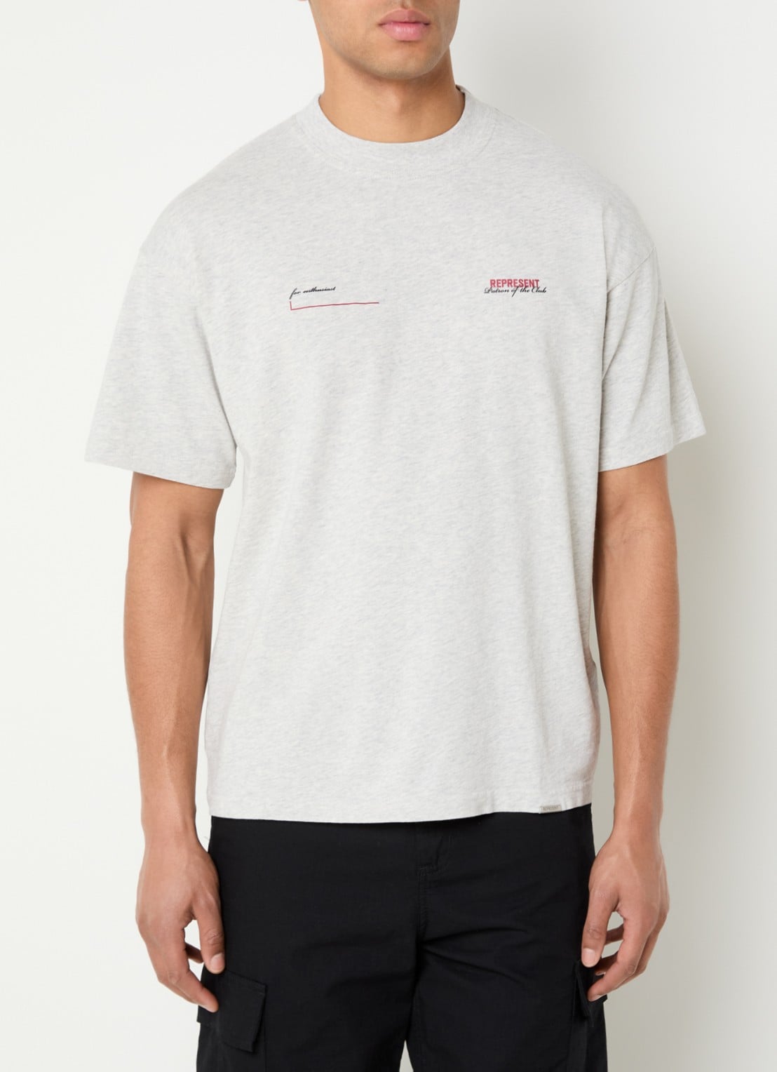 Represent Patron of the Club T-shirt met logo- en backprint - achterkant 2 grijsmele