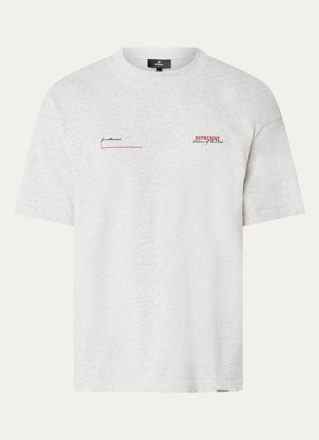 Represent Patron of the Club T-shirt met logo- en backprint - voorkant 3 grijsmele