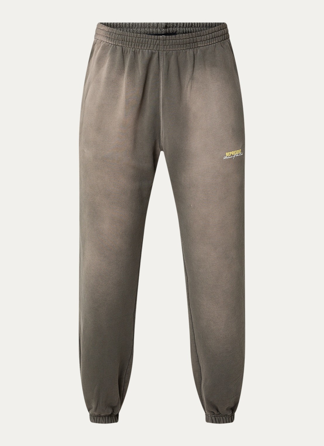 Represent Patron Of The Club tapered fit joggingbroek met verwassen afwerking en steekzakken - voorkant olijfgroen