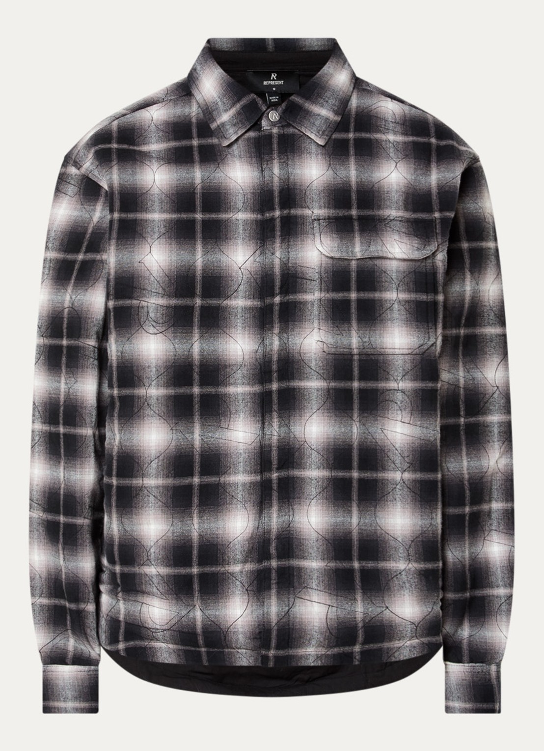Represent Quilted jack met borstzak - voorkant 3 zwart